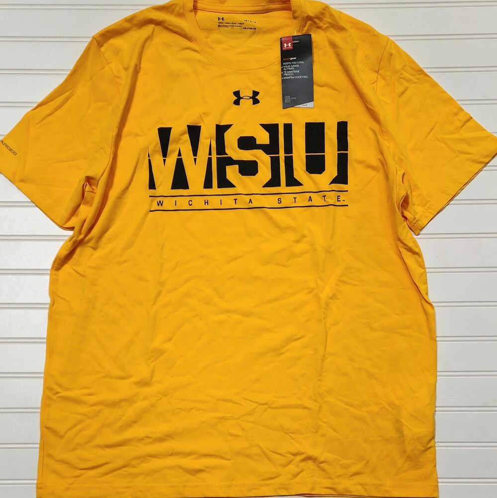 NWT Under Armour Men's Wichita State Shockers Loose Fit T-Shirt Size L Yellow